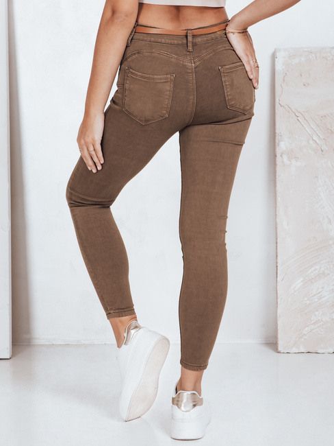 Damen Skinny Hose mit Gürtel VIVASKIN braun Dstreet UY2745