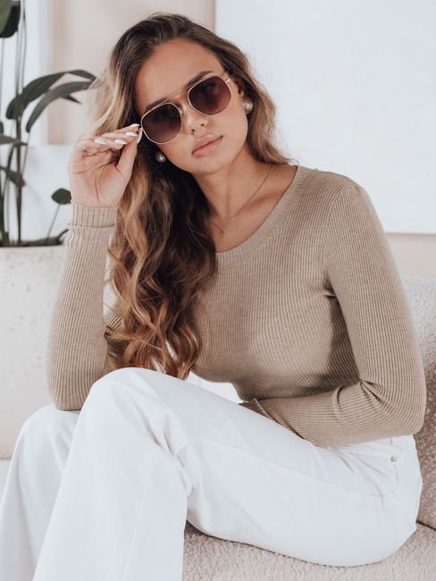 Damen Rippenpullover NOLVIE beige Dstreet MY2496
