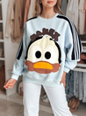Damen Sweatshirt in Übergröße mit Patches CUTE MAKEX blau Dstreet BY1490