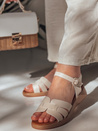 Damen Sandalen mit niedrigem Absatz SANTORIA beige Dstreet ZY0836