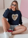 Damen Sweatshirt in Übergröße mit Herz SERDUCHOVA navy blau Dstreet BY1439