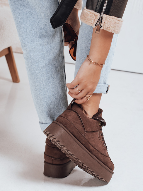 Damen Pelz Plattform Turnschuhe braun Dstreet ZY1069
