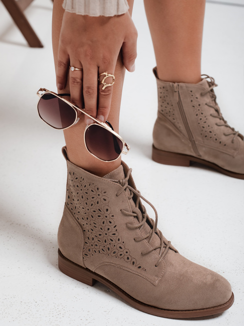 Damen beige durchbrochene Stiefel Dstreet ZY1045
