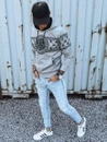 Herren Kapuzenpullover mit Aufdruck Grau Dstreet BX5309