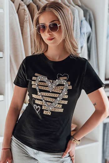 Damen Herz T-shirt MARISS schwarz Dstreet RY2740