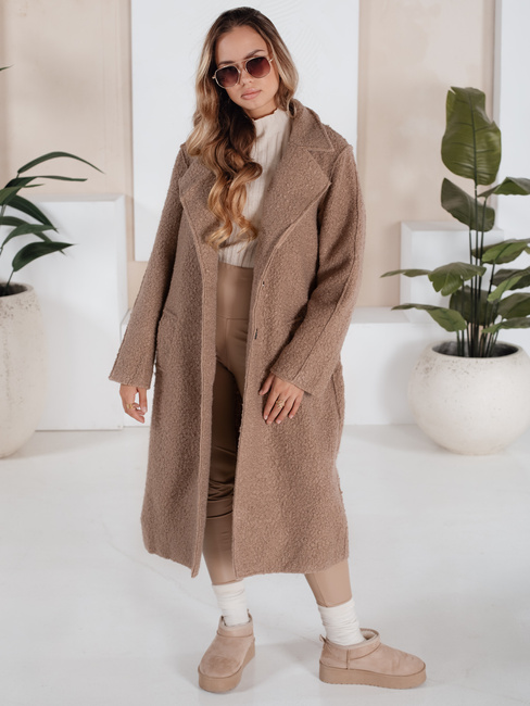 Langer Schafsfellmantel für Damen beige Dstreet NY0753