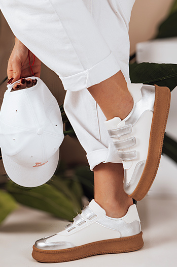 Damen SOLEFIT Klettverschluss Turnschuhe silber Dstreet ZY0633