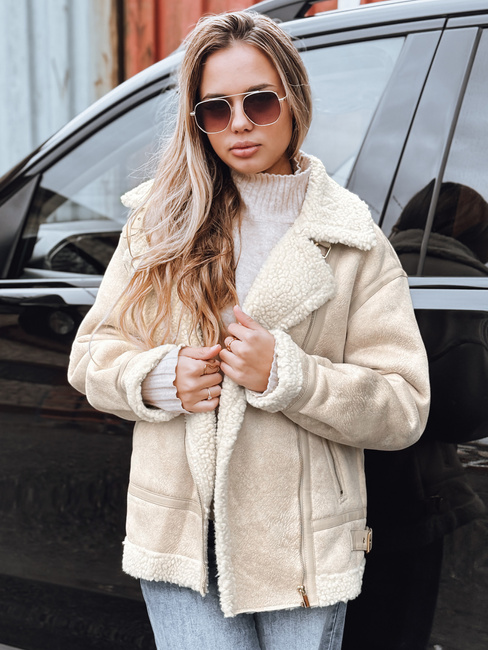 Damen Schafsfell Ramones Jacke beige Dstreet TY5245