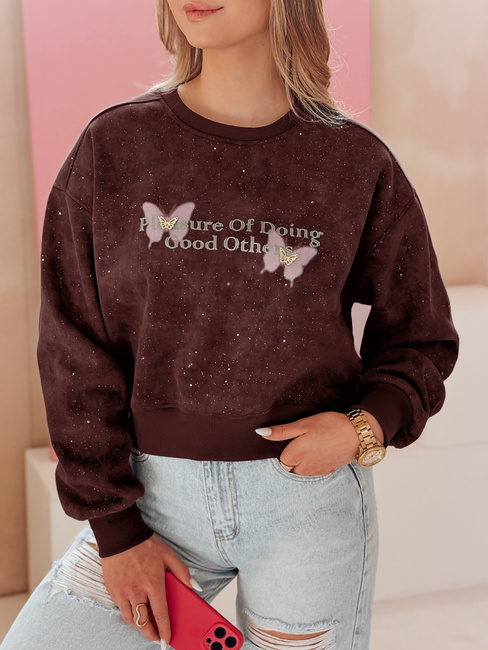Damen Sweatshirt in Übergröße mit Schmetterling SPARKI burgund Dstreet BY1405