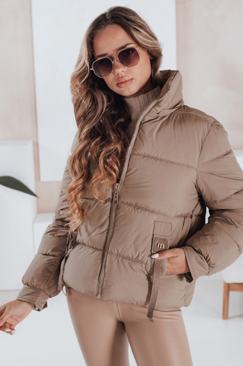 Gesteppte Winterjacke für Damen mit Kapuze in camel Dstreet TY5063