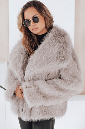 Kurzer grauer Damen-Pelzmantel ZARAFIA Dstreet TY5116