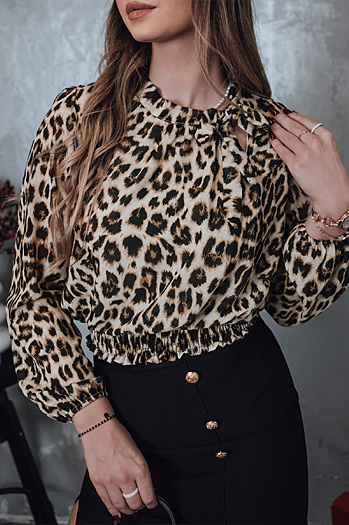 SAVANATOP Damen Bluse in Übergröße mit Leopardenmuster Dstreet RY2711