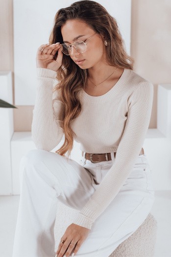 Damen-Rippenpullover NOLVIE ecru Dstreet MY2495
