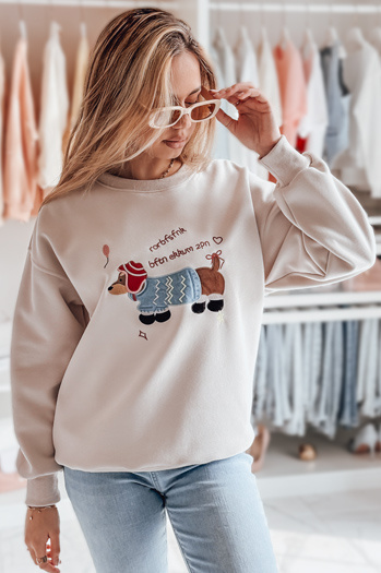 Damen Sweatshirt in Übergröße mit Stickerei DOGSWEETY cappuccino Dstreet BY1481