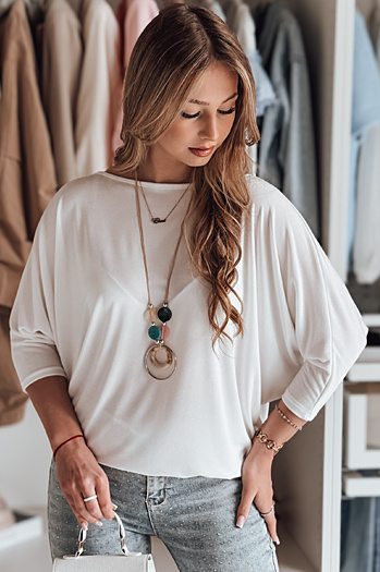 Damen Bluse in Buttercreme Übergröße mit Anhänger LUZVIA ecru Dstreet RY2771