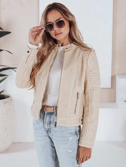 Damen Leder Ramones Jacke ROCKMISS beige Dstreet TY5226
