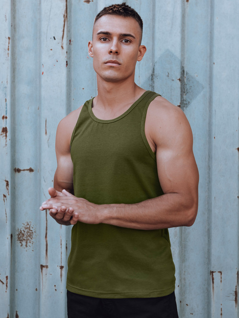 Ärmelloses einfarbiges grünes T-Shirt für Männer Dstreet RX5621