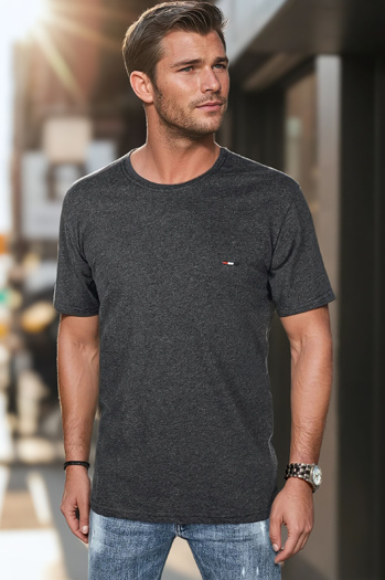 Besticktes Herren-T-Shirt dunkelgrau Dstreet RX5634