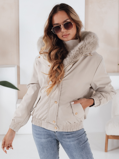 Damen Winterjacke VESSADA kurz mit Fell hellbeige Dstreet TY5062