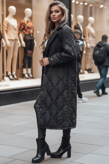 Langer Damen Steppmantel TRENDIFY schwarz Dstreet TY4378z