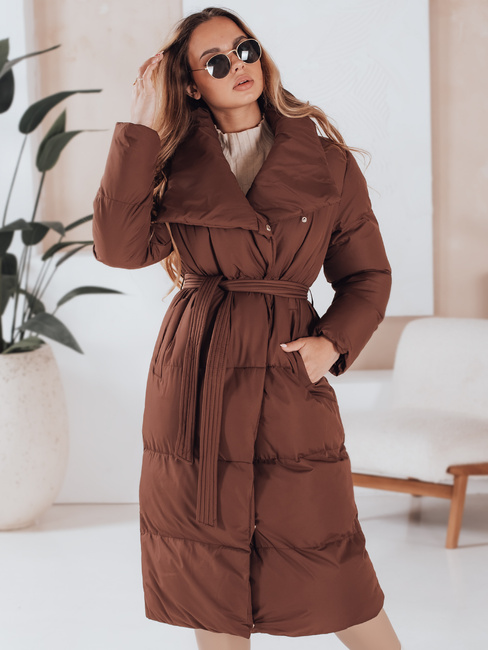 Langer Steppmantel für Frauen FAVI braun Dstreet TY4962