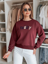 Damen Sweatshirt in Übergröße mit Stickerei SOFTRUS burgunderrot Dstreet BY1407
