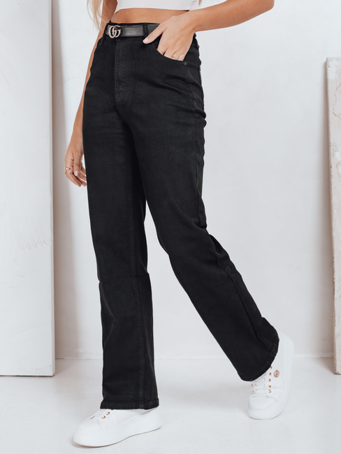 Damen Jeans mit weitem Bein schwarz Dstreet UY2748