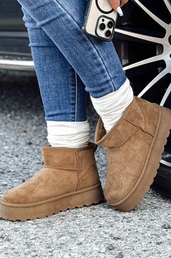 Damen Plateau-Schneestiefel beige Dstreet ZY1066