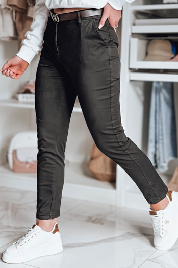 Damen Slim Fit Hose mit Gürtel LINESKA khaki Dstreet UY2576