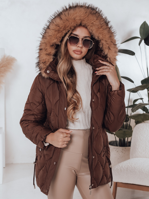 Damen Winterjacke LUMORE gesteppt mit Kapuze braun Dstreet TY5013