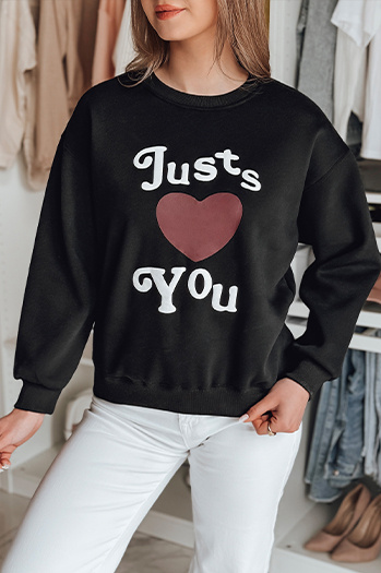 Damen Sweatshirt in Übergröße bedruckt JUST LOVE YOU schwarz Dstreet BY1472