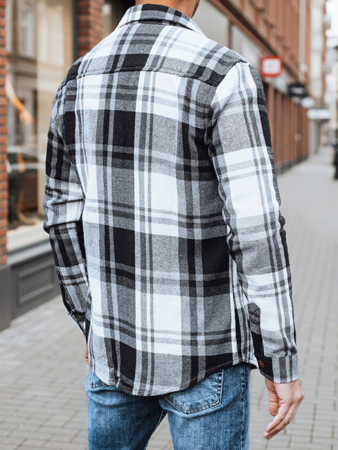Schwarz-weiß kariertes Flanellhemd für Männer Dstreet DX2675