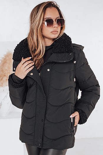 Damen WARMMISS gesteppte Winterjacke mit Kapuze schwarz Dstreet TY4921