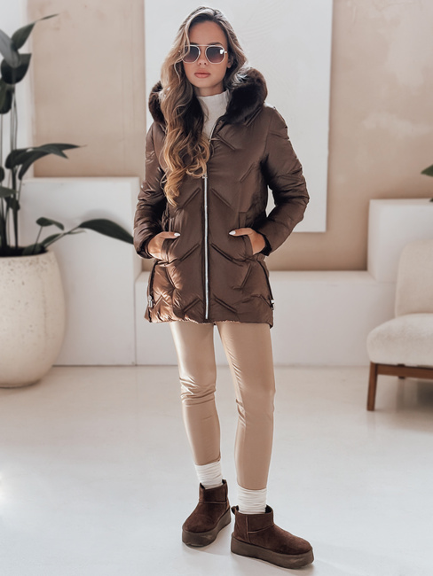 Damen Winterjacke LOVEINSIDE gesteppt mit Fell braun Dstreet TY5052