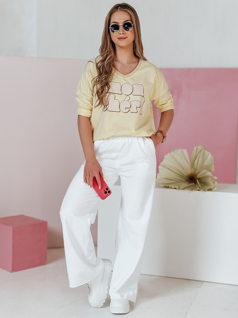 Damen Jogginghose mit weitem Bein DRESLINA weiß Dstreet UY2693