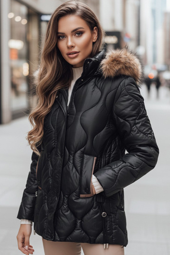 Damen Winterjacke LUMORE gesteppt mit Kapuze schwarz Dstreet TY4723