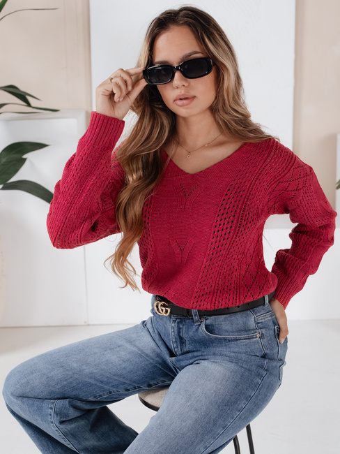 Damen Lange Pullover DARIA Farbe Rot DSTREET MY1719