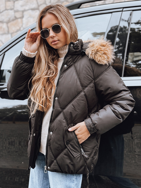 Damen Winter Steppjacke mit Kapuze schwarz Dstreet TY5232