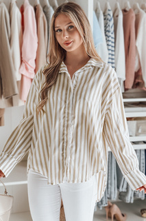 Damen Oversize-Shirt mit längerem Rücken SAMONE in beige und weiß gestreift Dstreet DY0463