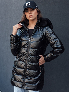 Gesteppte Damen Winterjacke mit Pelz SHINE schwarz Dstreet TY4483_4