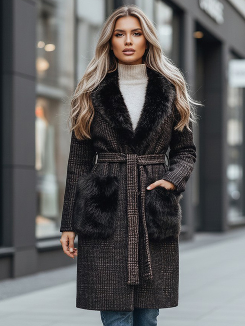 Damen Pelzmantel braun Dstreet TY5229z