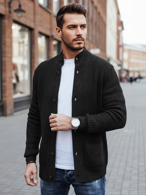 Herren Strickjacke Pullover schwarz Dstreet WX2347