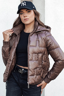 Damen FASHWARM kurze Steppjacke mit Kapuze Kaffee Dstreet TY4639