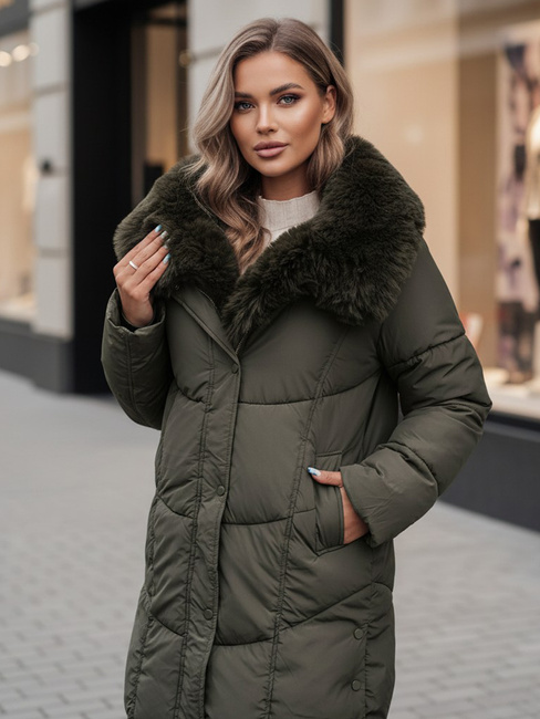Damen Winterjacke MORISIO lang gesteppt mit Kapuze grün Dstreet TY4671z