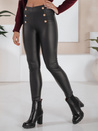 Damen Öko-Leder-Leggings mit Knöpfen schwarz Dstreet UY2726
