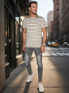 Grün gestreiftes Herren-Polohemd Dstreet PX0640