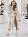 Damen Winter lange Steppjacke mit Pelz ecru Dstreet TY5088