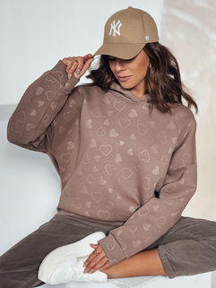 Damen Sweatshirt in Übergröße LOVEHEART mit Herzen beige Dstreet BY1341_1