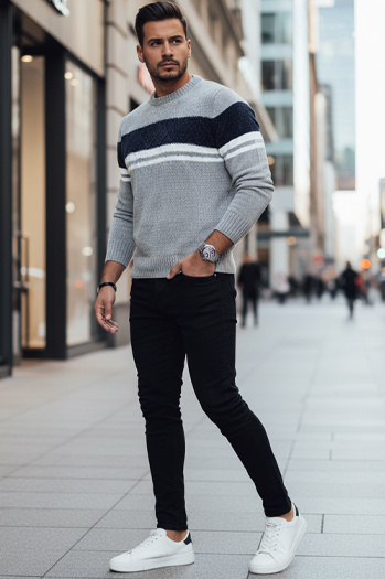 Grauer Pullover für Männer Dstreet WX2245z