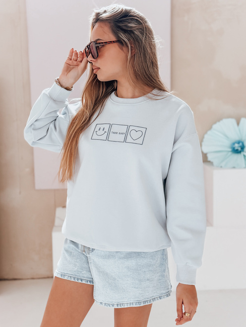 Damen Sweatshirt in Übergröße mit Stickerei EASYJOY blau Dstreet BY1516